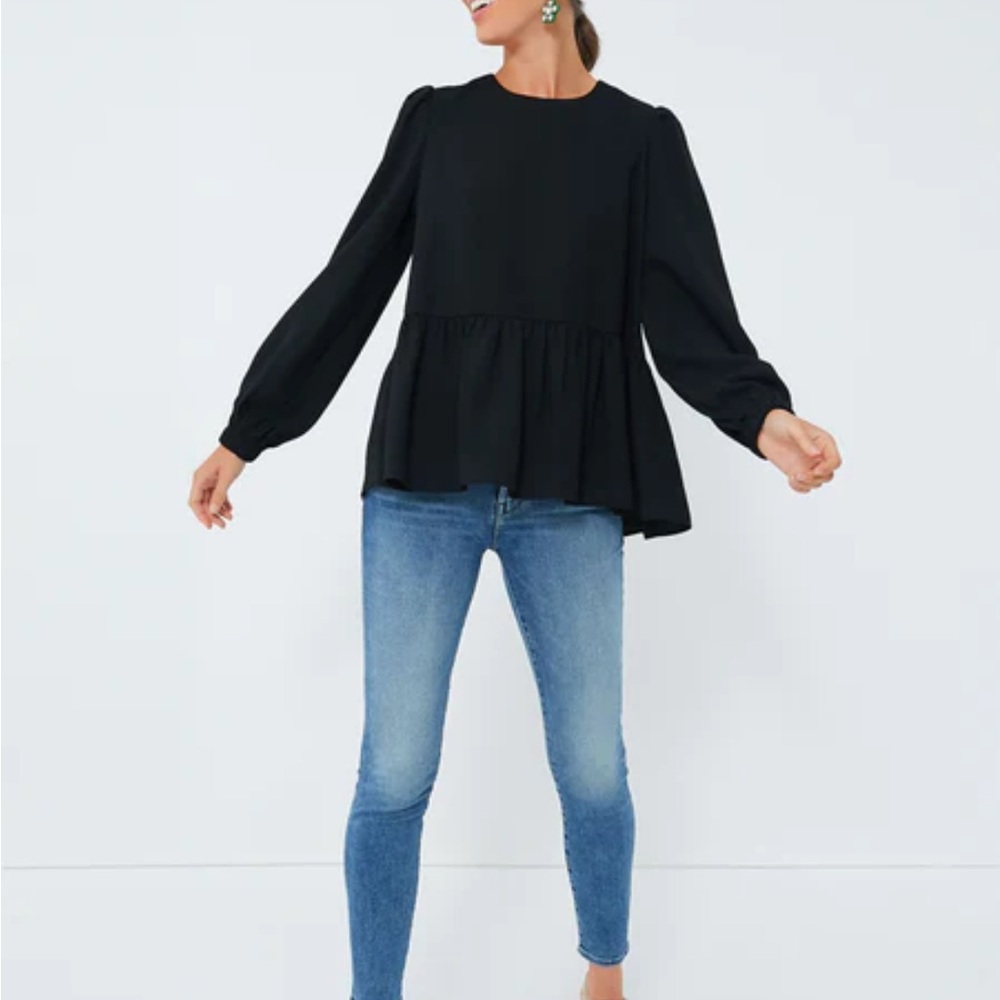 Pomander Place Carlota Peplum Blouse Black XS